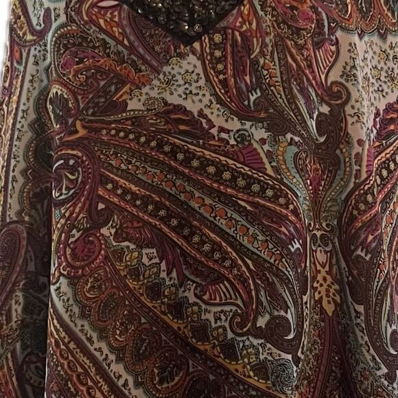 BKE women’s size large double layer spaghetti strap, sheer abstract top - Picture 2 of 8